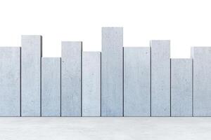 Modern concrete blocks form an abstract skyline, showcasing simplified architectural design elements and textures. photo