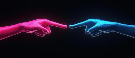 Abstract representation of connection between two fingers, highlighting touch and unity. photo