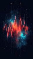 Futuristic abstract visual of stock market data with vibrant colors and digital aesthetics. photo