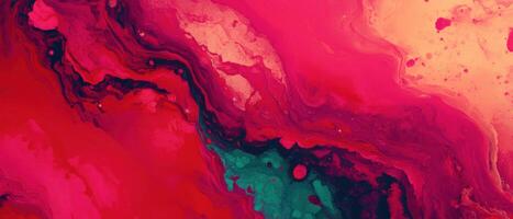 Vibrant abstract background with fluid shapes in red, pink, and teal colors. photo