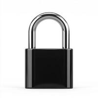 A close-up of a chrome padlock symbolizing security and protection. isolated on white background. photo