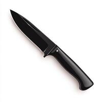 A sleek black knife ideal for outdoor and kitchen use. isolated on white background. photo