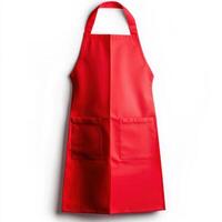 Vibrant red apron on a clean white background. isolated on white background. photo