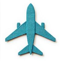 Stylized airplane silhouette in turquoise color on white background. isolated on white background. photo