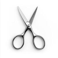 A pair of sharp stainless steel scissors on a white background. isolated on white background. photo