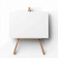 Blank canvas on an easel ready for artistic expression. isolated on white background. photo