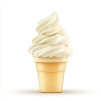 Delicious soft serve ice cream in a classic cone. isolated on white background. photo