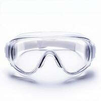 Clear safety goggles for protection in various activities. isolated on white background. photo