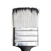 Close-up of a paintbrush with a clean bristle head. isolated on white background. photo