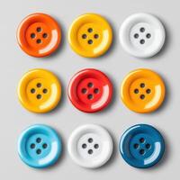 Colorful buttons arranged in a creative pattern on a gray background. isolated on white background. photo