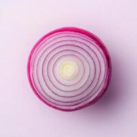 Fresh sliced red onion displaying vibrant rings and texture. isolated on white background. photo