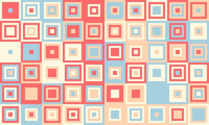 Trendy mosaic-style pattern with structured geometry. A vibrant, colourful grid design ideal for cover art, fabric, or creative posters.