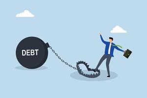 Debt trap overspending causing danger debt, young man step on risky debt trap. vector