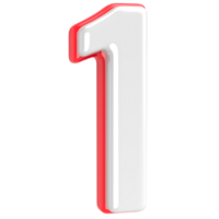 Red With White Number 1 3D Render png