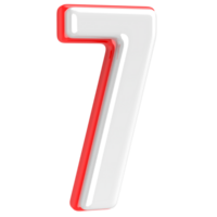Red With White Number 7 3D Render png