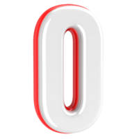 Red With White Number 0 3D Render png