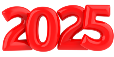 Happy New Year 2025 Number 3D Red Design png