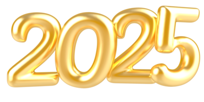 Happy New Year 2025 Gold Number 3D Render png