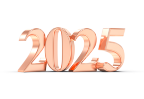 Happy New Year Number 2025 Copper With Shadow 3D Render png