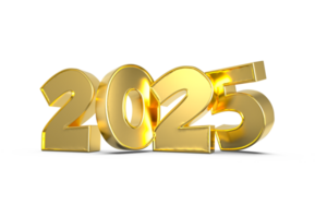 Happy New Year Number 2025 Gold With Shadow 3D Rendering png
