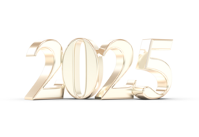 Happy New Year Number 2025 Silver With Shadow 3D Render png