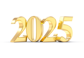 Happy New Year Number 2025 Golden With Shadow 3D Render png