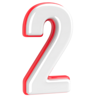 Red With White Number 2 3D Render png