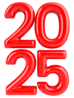 2025 Number Red 3D Render png