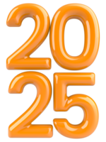 Happy New Year 2025 Number Yellow 3D Render png