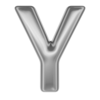 Font Y Silver 3D Render png