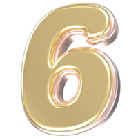 6 Number Gold With Copper 3D Render png