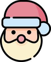 Santa Claus Face Icon with Color and Outline - Festive Holiday Art vector
