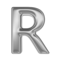 Font R Silver 3D Render png