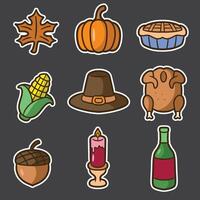 set of thanksgiving good for sticker, pattern design, element design, clipart, etc vector