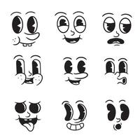 set of face for mascot character, groovy mascot, vintage character mascot vector