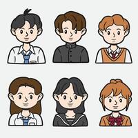 set of people with uniform school good for sticker, pins design and graphic design vector