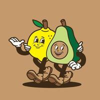 mascot fruit lemon and avocado good for sticker, badge, poster, element design, etc vector