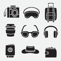 set of travel icons good for symbols, logo, silhouette design, element design, etc vector