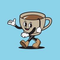 mascot tea with retro style vector