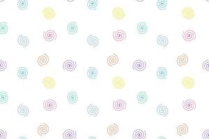 Seamless pattern featuring multicolored spirals on a white background, perfect for decorative projects. vector