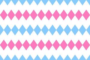 Colorful seamless geometric pattern featuring alternating pink and blue diamonds in horizontal rows on a white background. Perfect for modern, playful designs and creative projects. vector