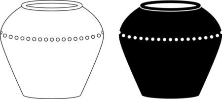 outline silhouette tempayan icon set vector