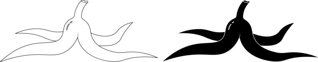 outline silhouette Banana peel icon set vector