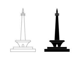 Monumen Nasional monas icon set isolated on white background vector