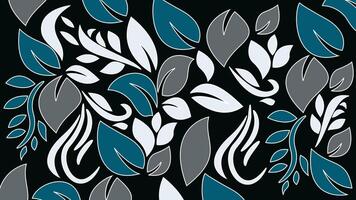 A variety of leaf shapes and sizes are depicted in shades of blue green and gray creating a sense of depth and movement vector