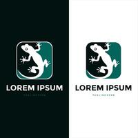 modern gecko logo design with square frame vector
