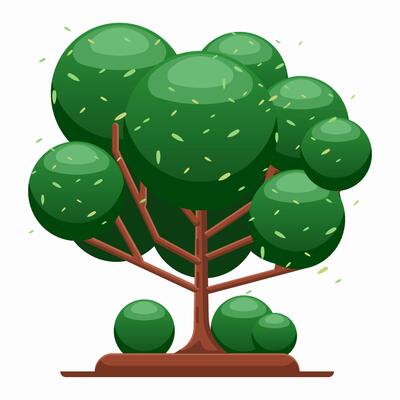 Flat illustration tree and leaf with modern flat style