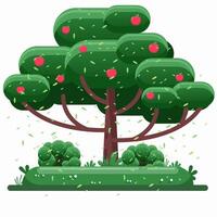 Flat illustration Flat apple Tree Icon High-Quality Nature for Versatile Use vector