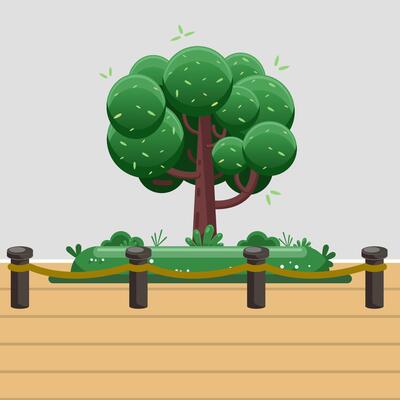 Flat illustration historical tree in the museum