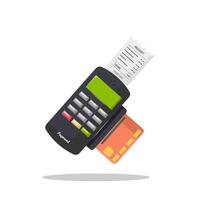 Flat illustration payment method with edc machine and receipt vector